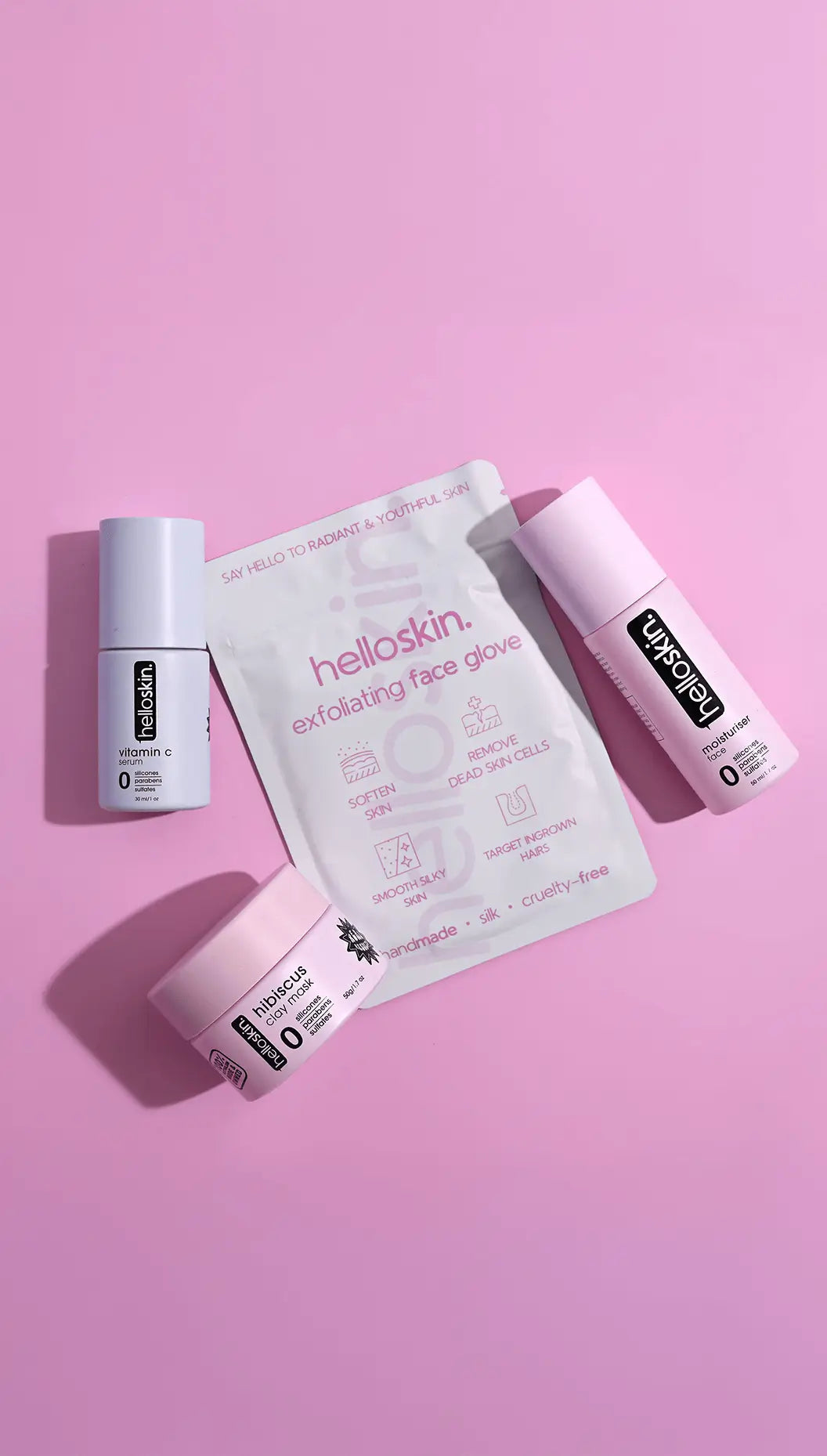 Essential Brighten & Hydrate Bundle (Glove, Clay Mask, Vitamin C & Moisturiser) - Helloskin.com.au