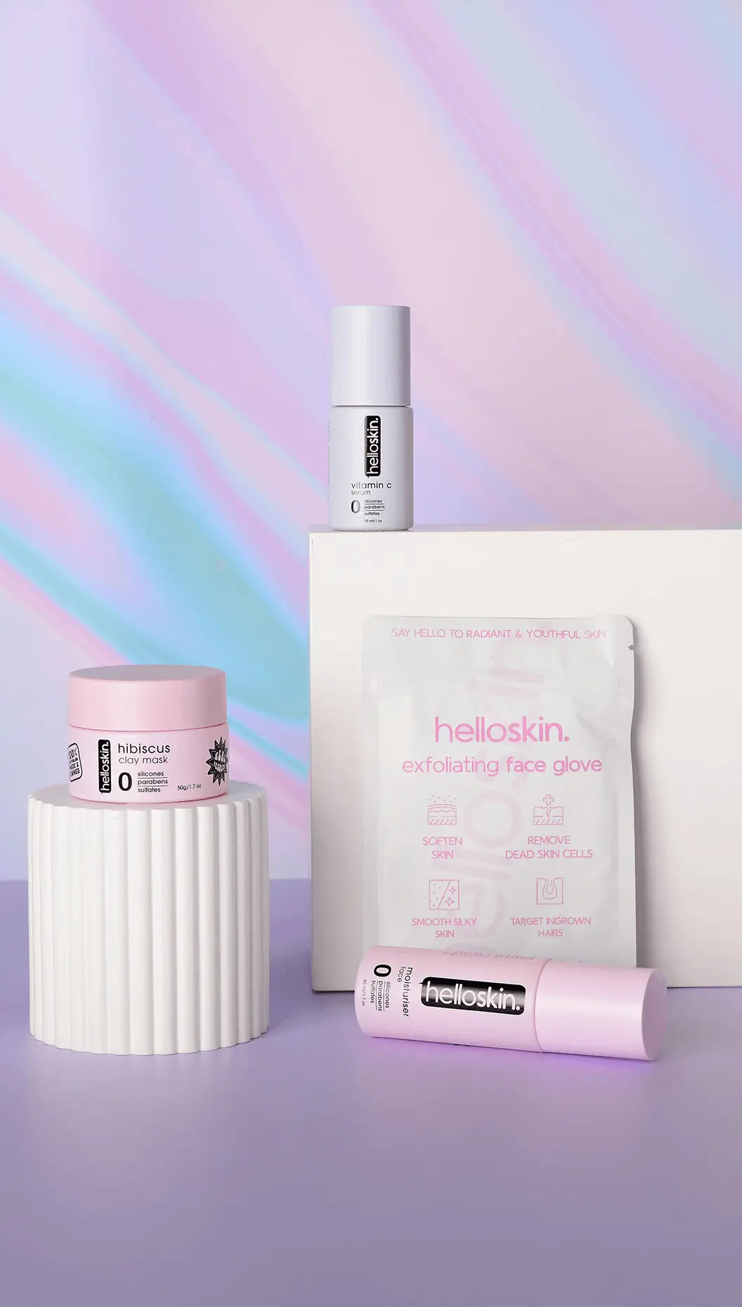 Essential Brighten & Hydrate Bundle (Glove, Clay Mask, Vitamin C & Moisturiser) - Helloskin.com.au