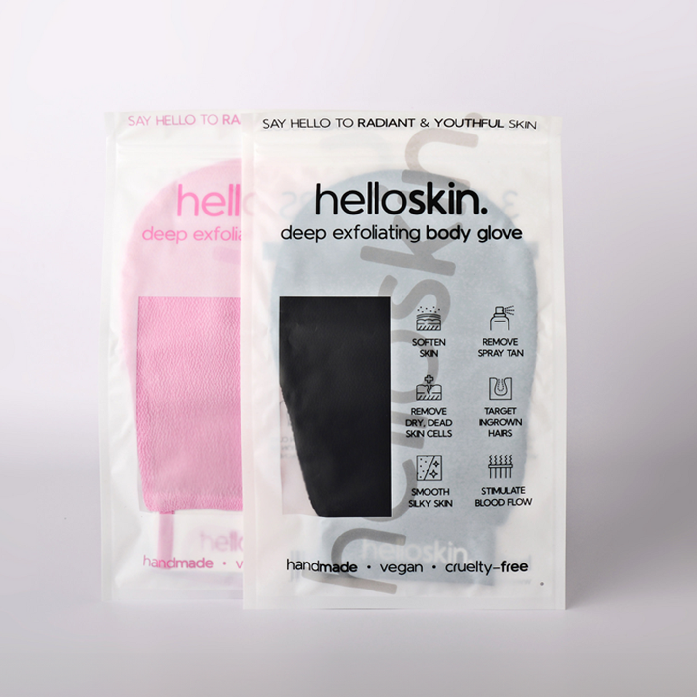 his & hers exfoliating glove (pink & black)